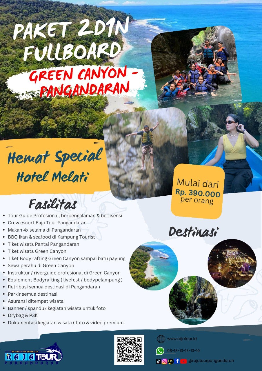 Paket 2D1N Fullboard (Green Canyon-Pangandaran)