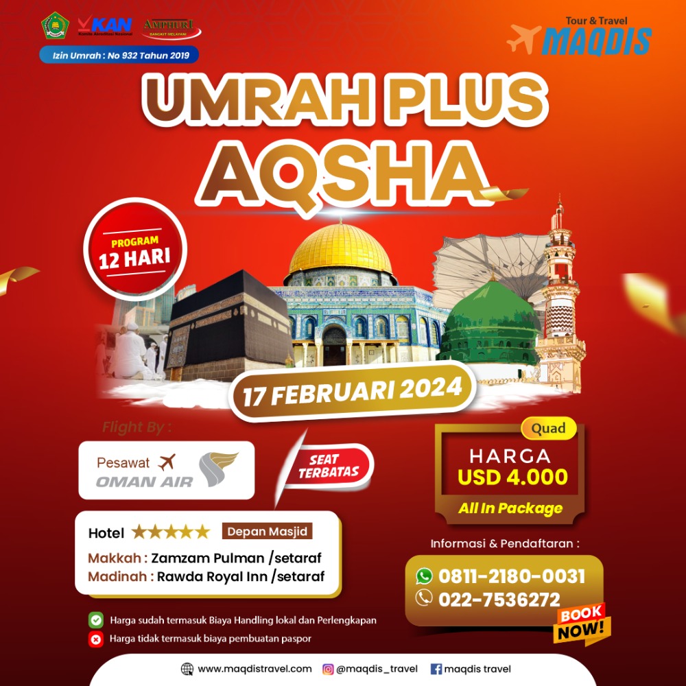 Paket Umrah Plus Aqsho 2024