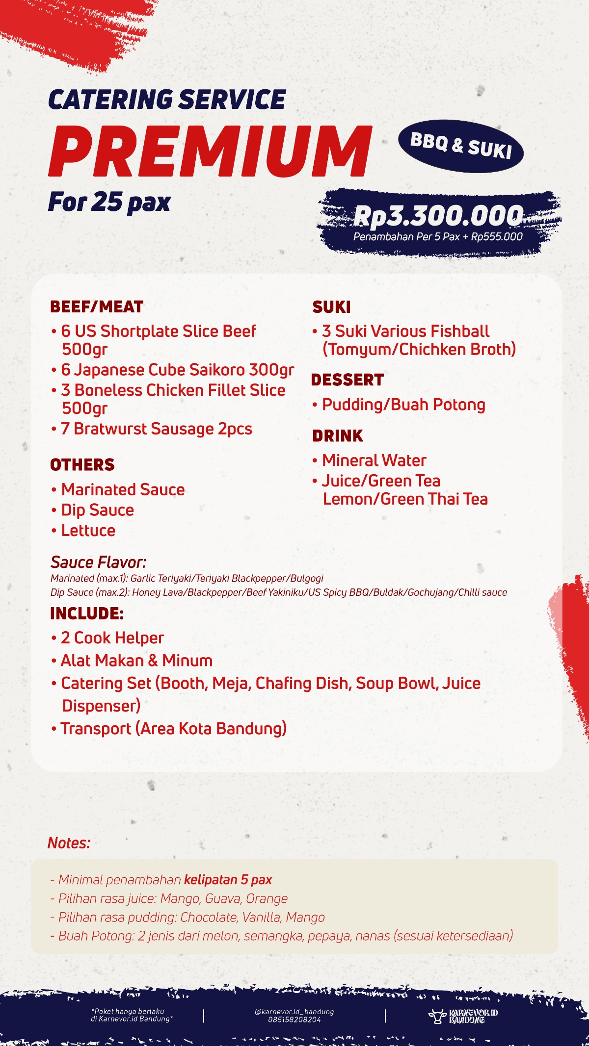 Paket Premium 25 pax Home Service Barbeque & Suki Karnevor.id Bandung