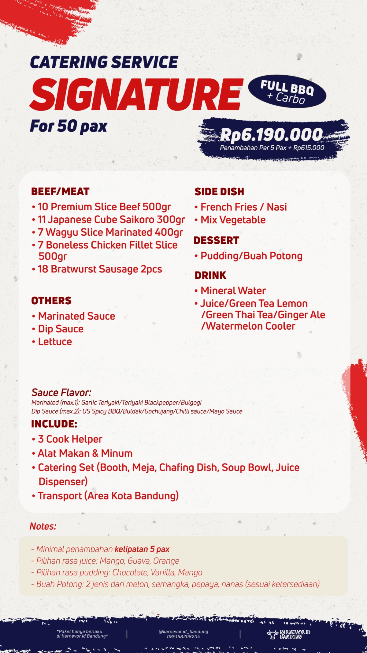 Paket Signature 50 pax Home Service Full BBQ Karnevor.id Bandung