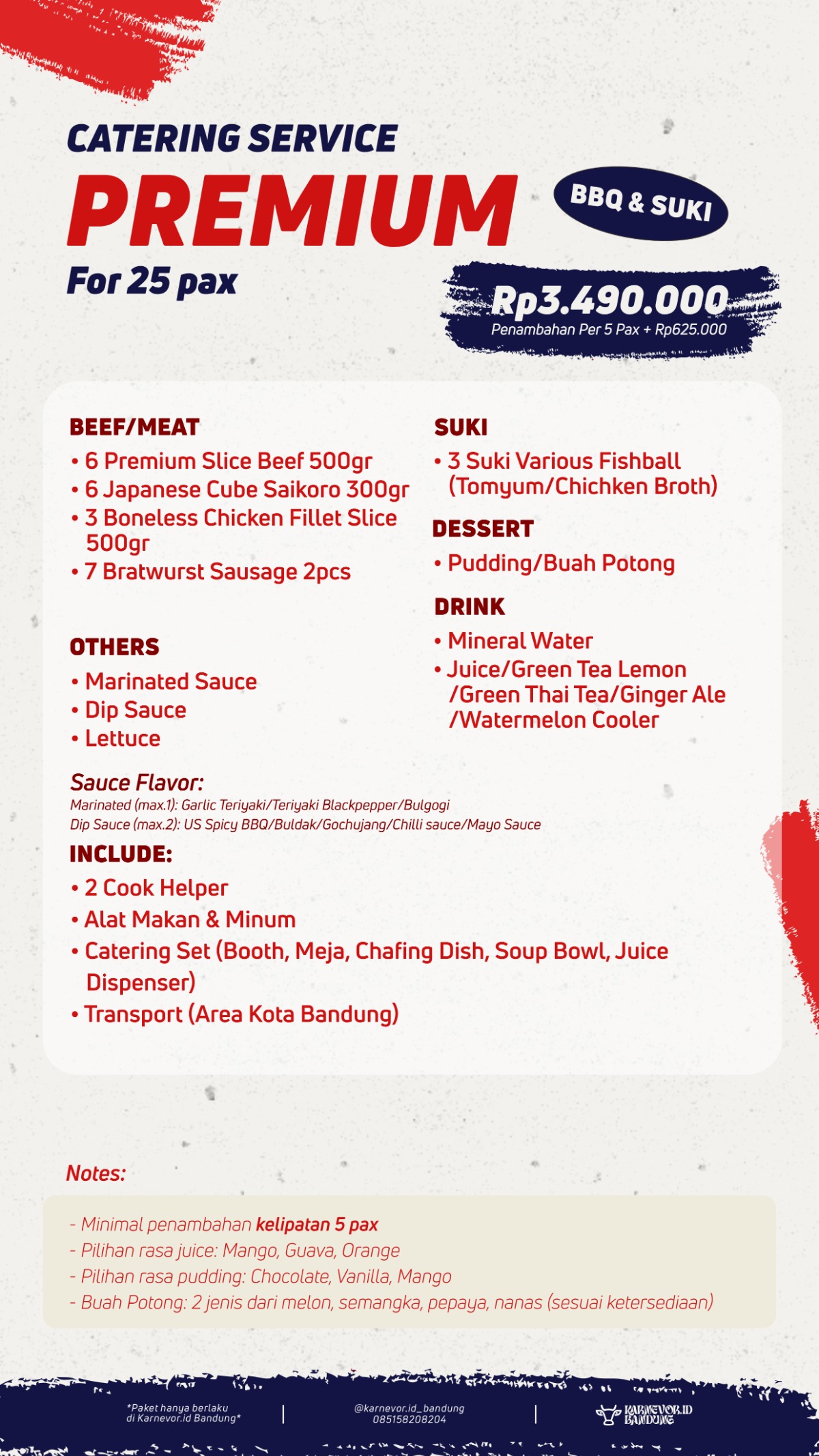 Paket Premium 25 pax Home Service Barbeque & Suki Karnevor.id Bandung