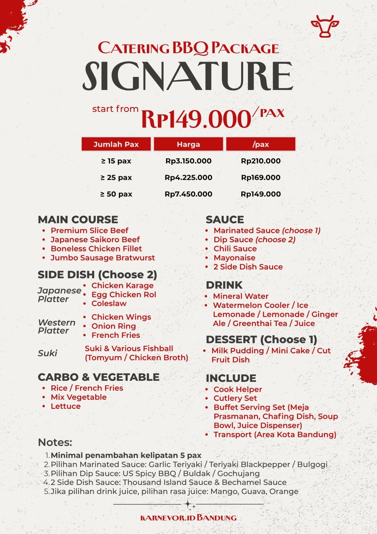 Paket Premium 25 pax Home Service Barbeque & Suki Karnevor.id Bandung