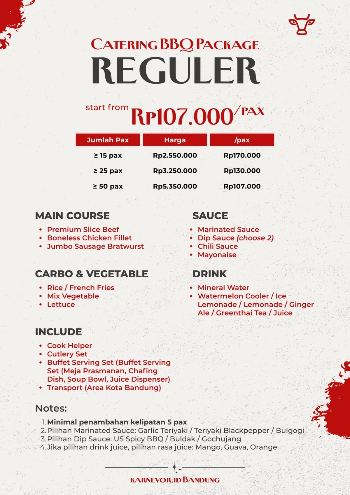 Paket Reguler 15 Pax Home Service Barbeque & Suki Karnevor.id Bandung