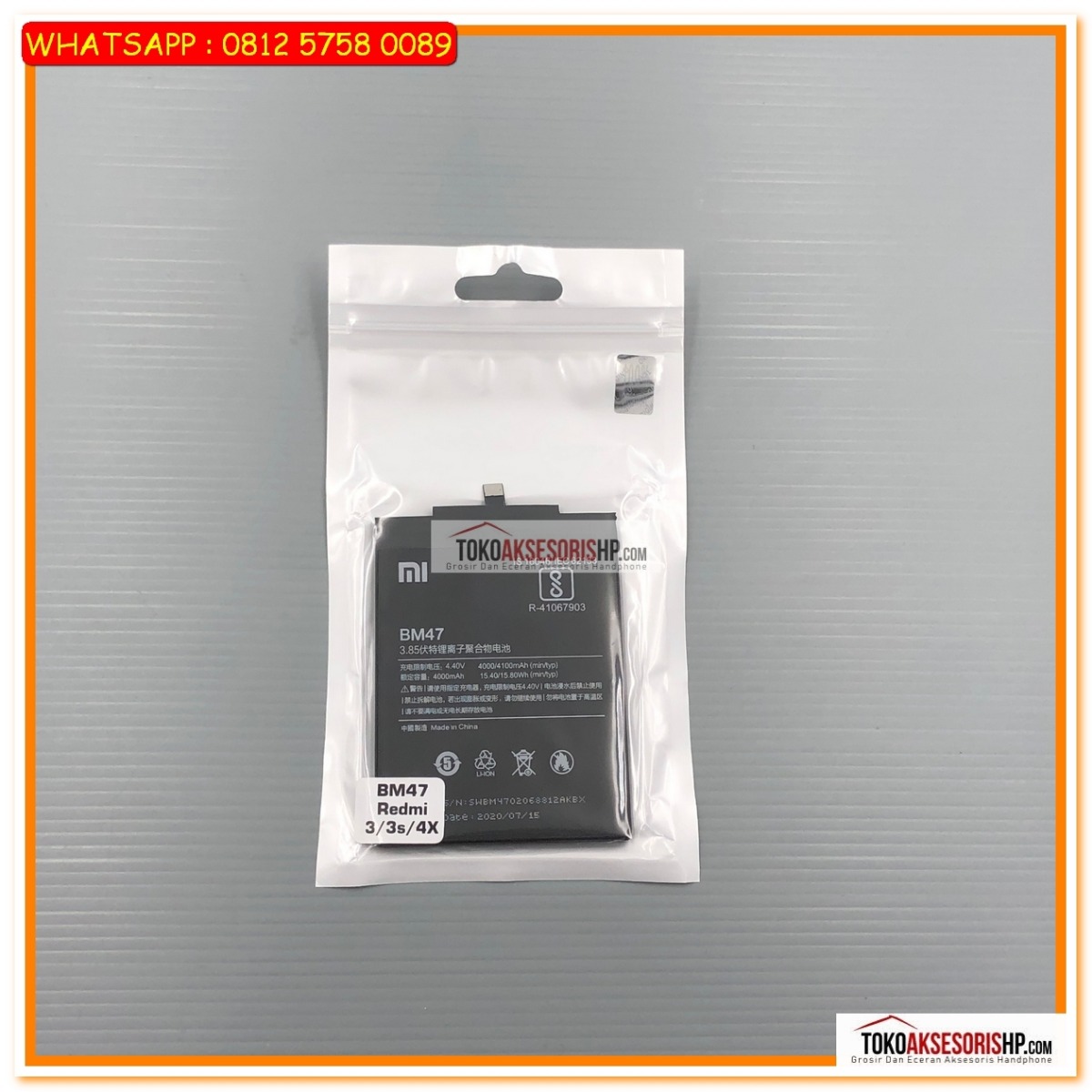 Baterai Xiaomi Redmi 3 Redmi 3s Baterai Xiaomi Redmi 4x Baterai Xiaomi Bm47 Original