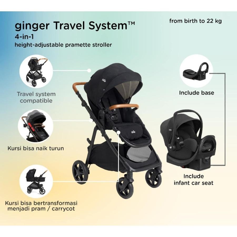 JOIE Ginger Travel System with Rue Base Shale