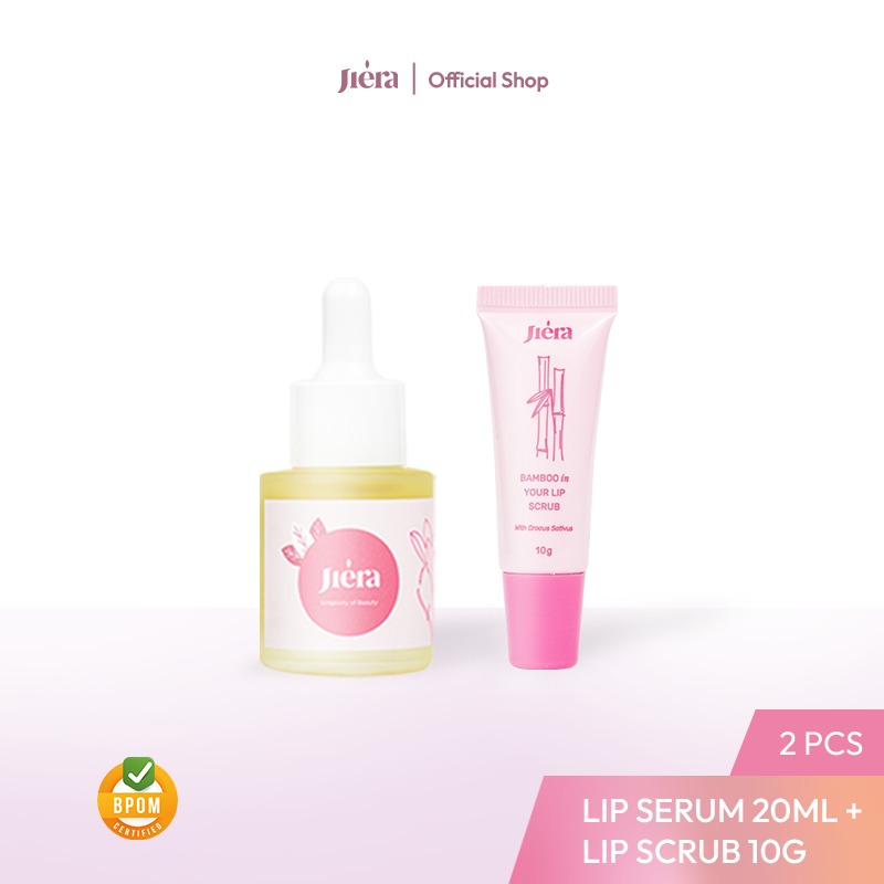 Bundling JIERA Natural Lip Serum 20ml JIERA Bamboo In Your Lip Scrub 10gr