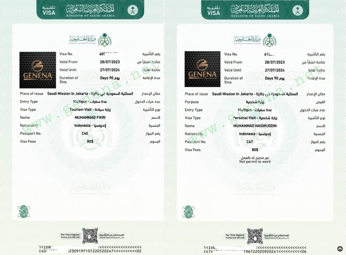 VISA ZIARAH SIYAHAH (TOURISM VISIT) & VISA ZIARAH SYAKHSIYAH (PERSONAL VISIT)