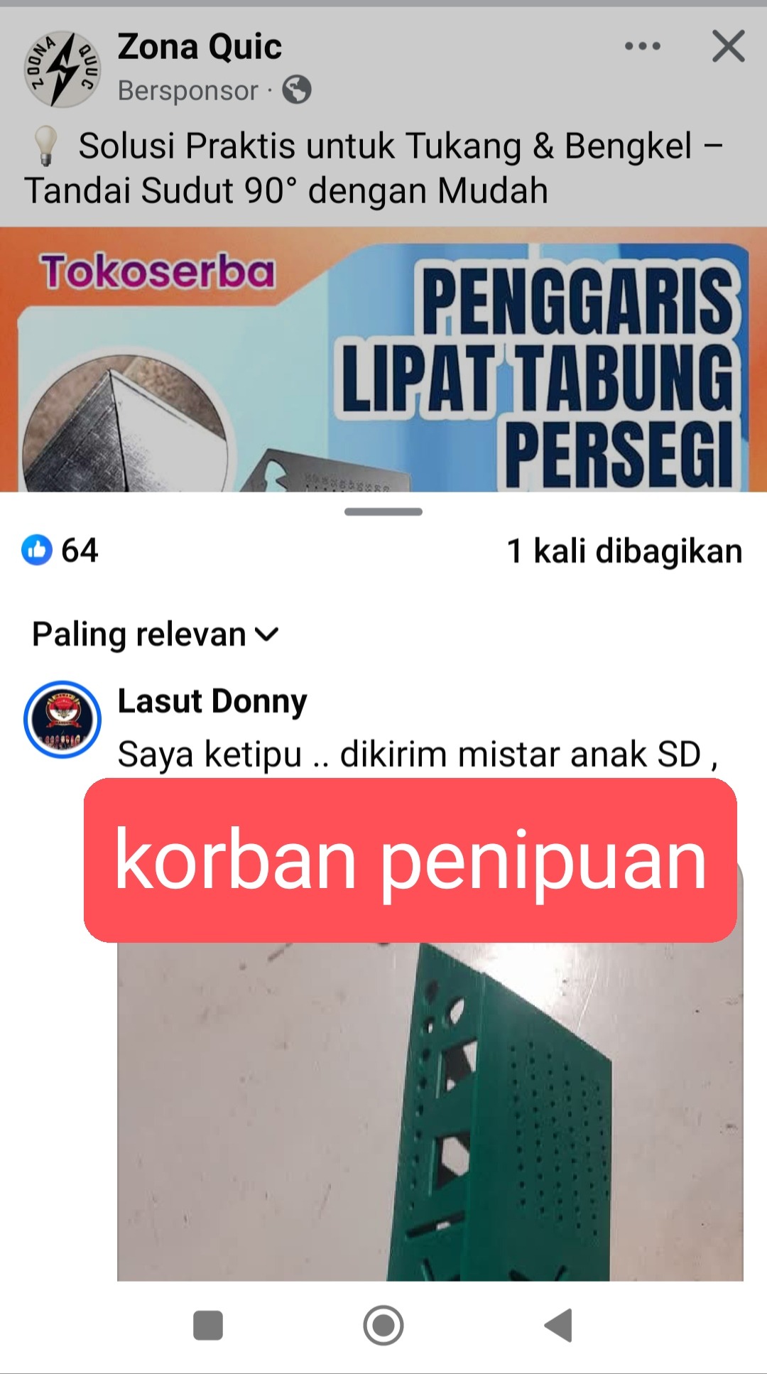 Salah satu korban penipuan di tempat lain
