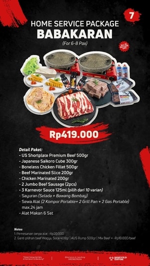 Paket Babakaran 6 pax BBQ & Suki Home Service Karnevor.id Bandung