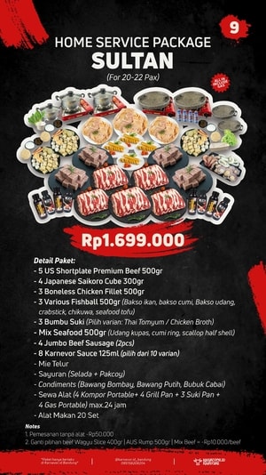 Paket Botram 22 pax BBQ & Suki Home Service Karnevor.id Bandung