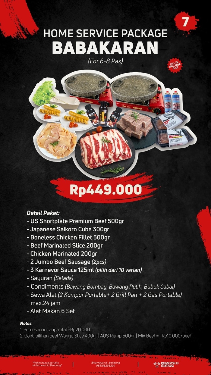 Paket Babakaran 6-8 pax BBQ Suki Grill Home Service Bandung