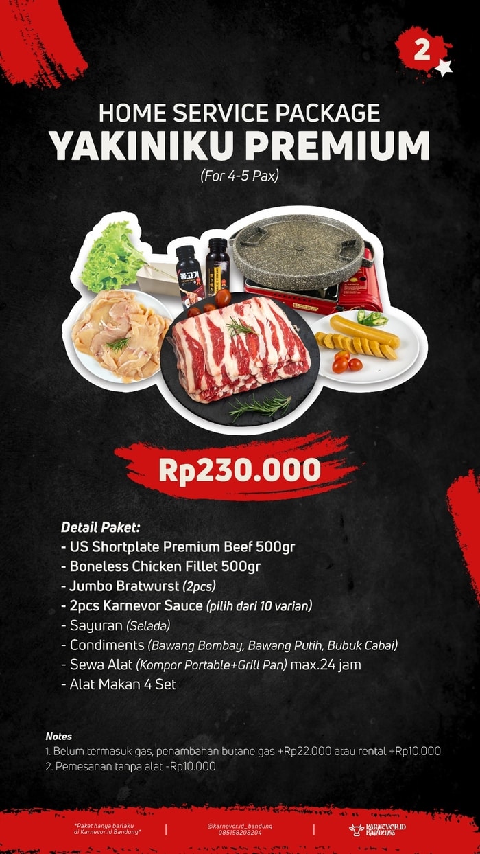 Paket Yakiniku Premium 4-5 pax BBQ Suki Grill Home Service Bandung