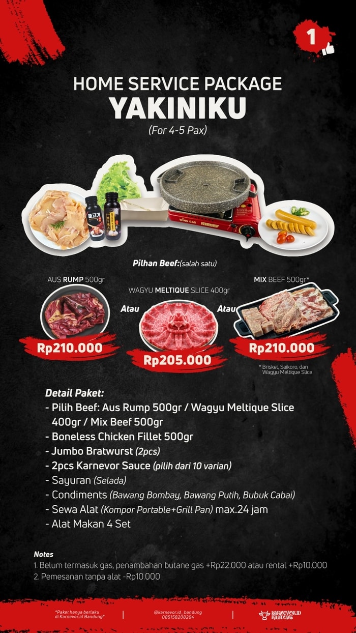 Paket Yakiniku 4-5 pax BBQ Suki Grill Home Service Bandung