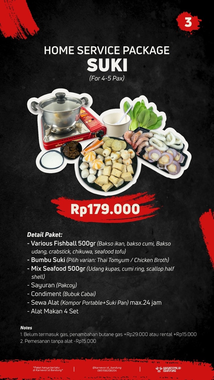 Paket Suki Tomyum 4-5 pax BBQ Suki Grill Home Service Bandung