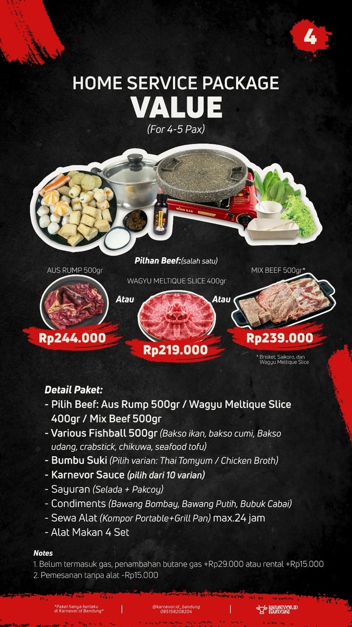 Paket Value 4-5 pax BBQ Suki Grill Home Service Bandung