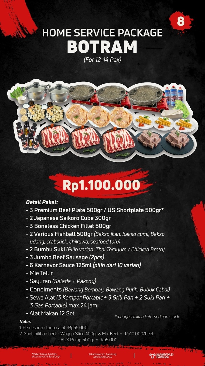 Paket Botram 12-14 pax BBQ Suki Grill Home Service Bandung