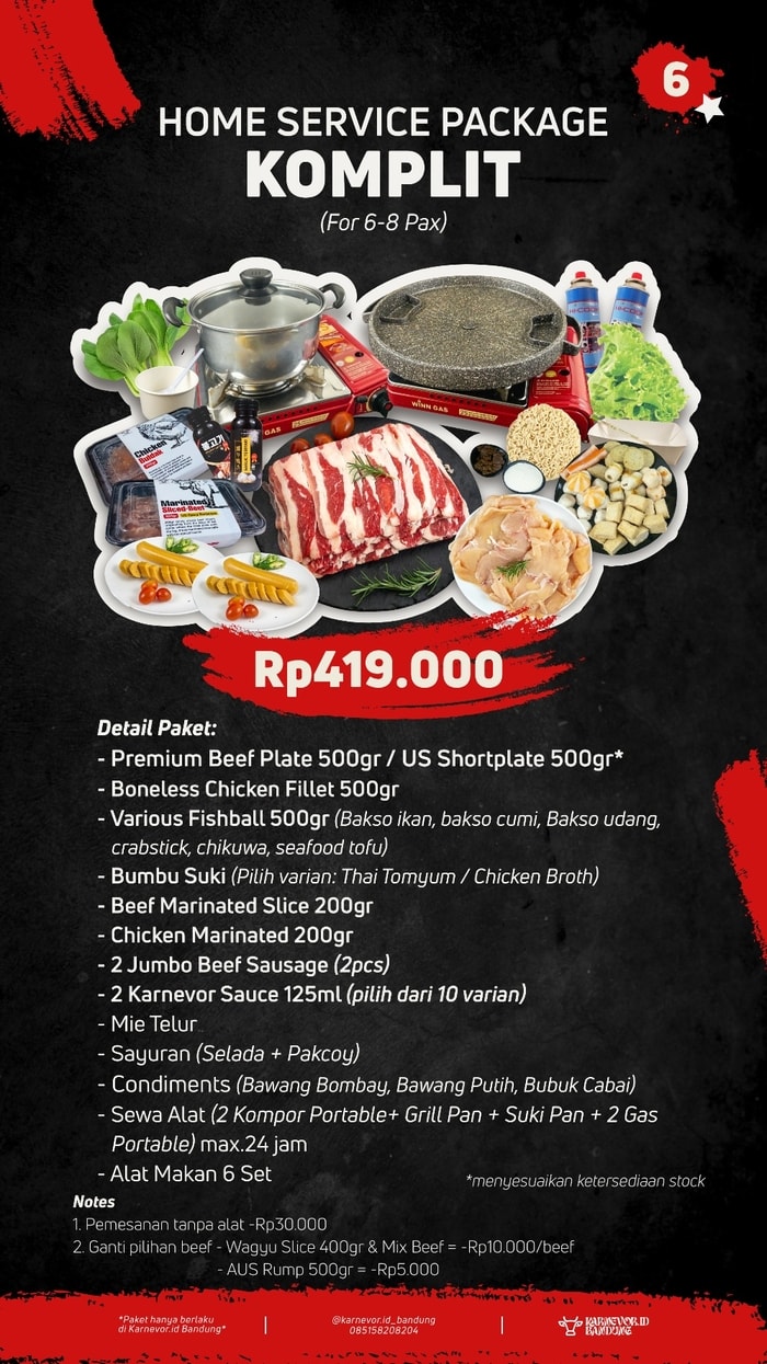 Paket Komplit 6-8 pax BBQ Suki Grill Home Service Bandung