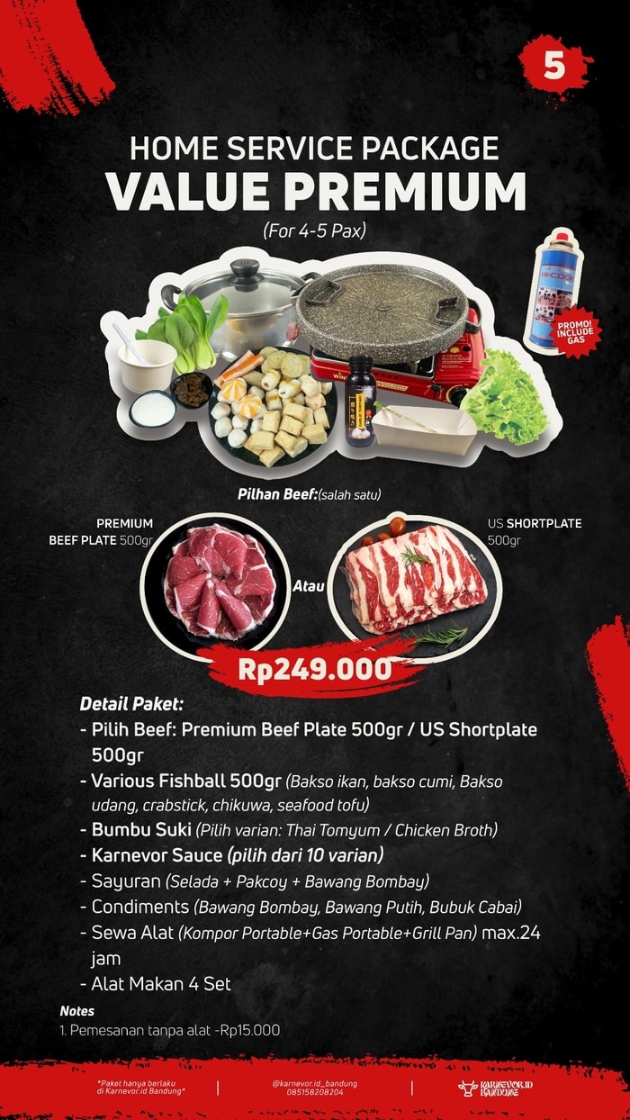 Paket Value Premium 4-5 pax BBQ Suki Grill Home Service Bandung