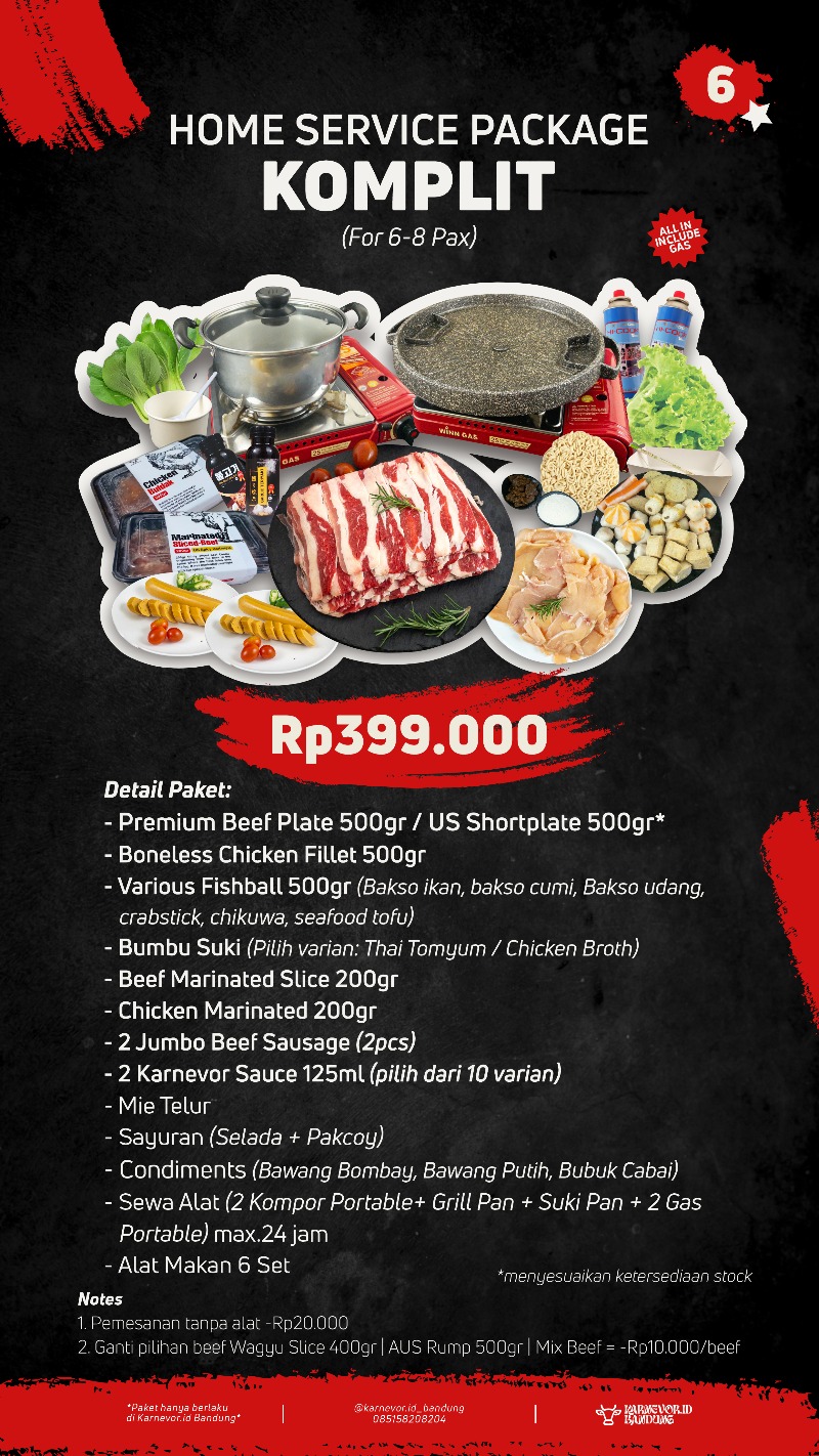 Paket Komplit BBQ & Suki Home Service - Karnevor.id Bandung