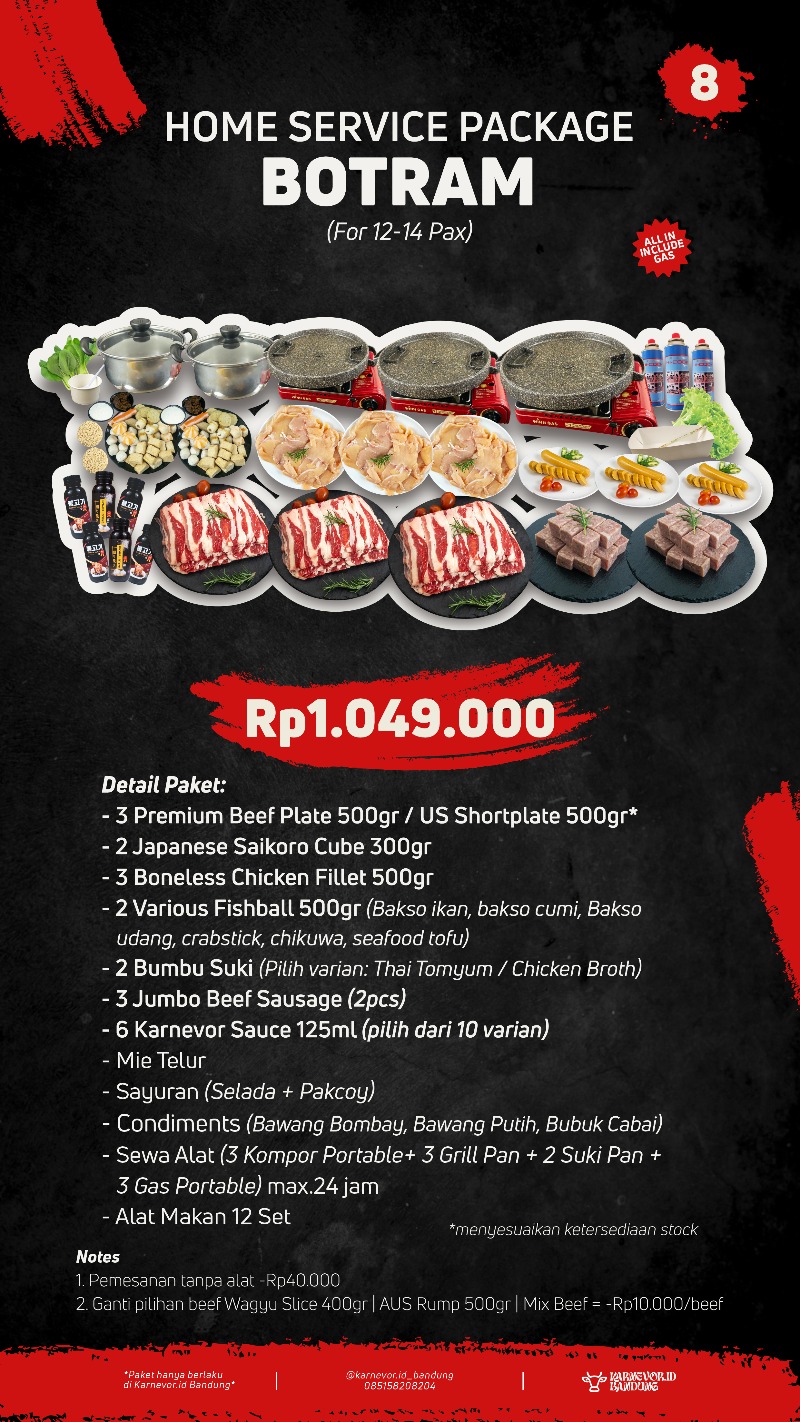 Paket Botram BBQ & Suki Home Service - Karnevor.id Bandung