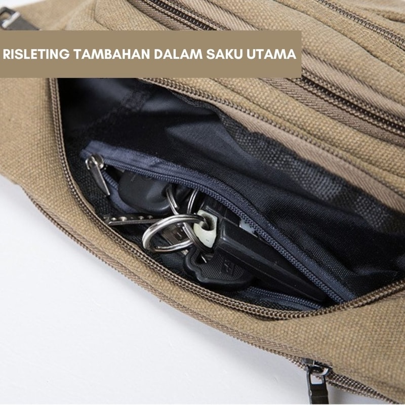 Risleting tambahan dalam saku utama