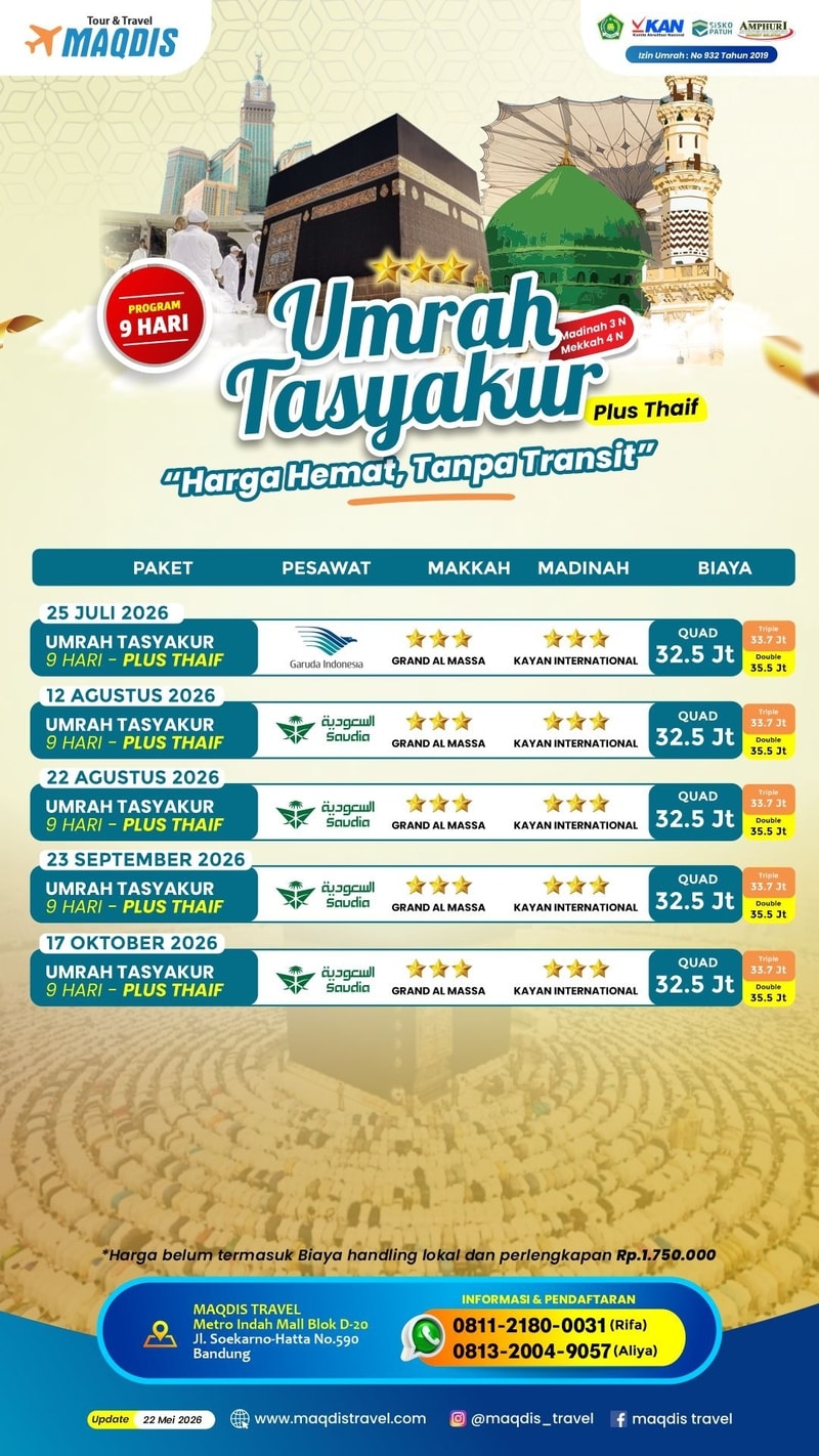 Paket Umroh Plus Thoif 2023