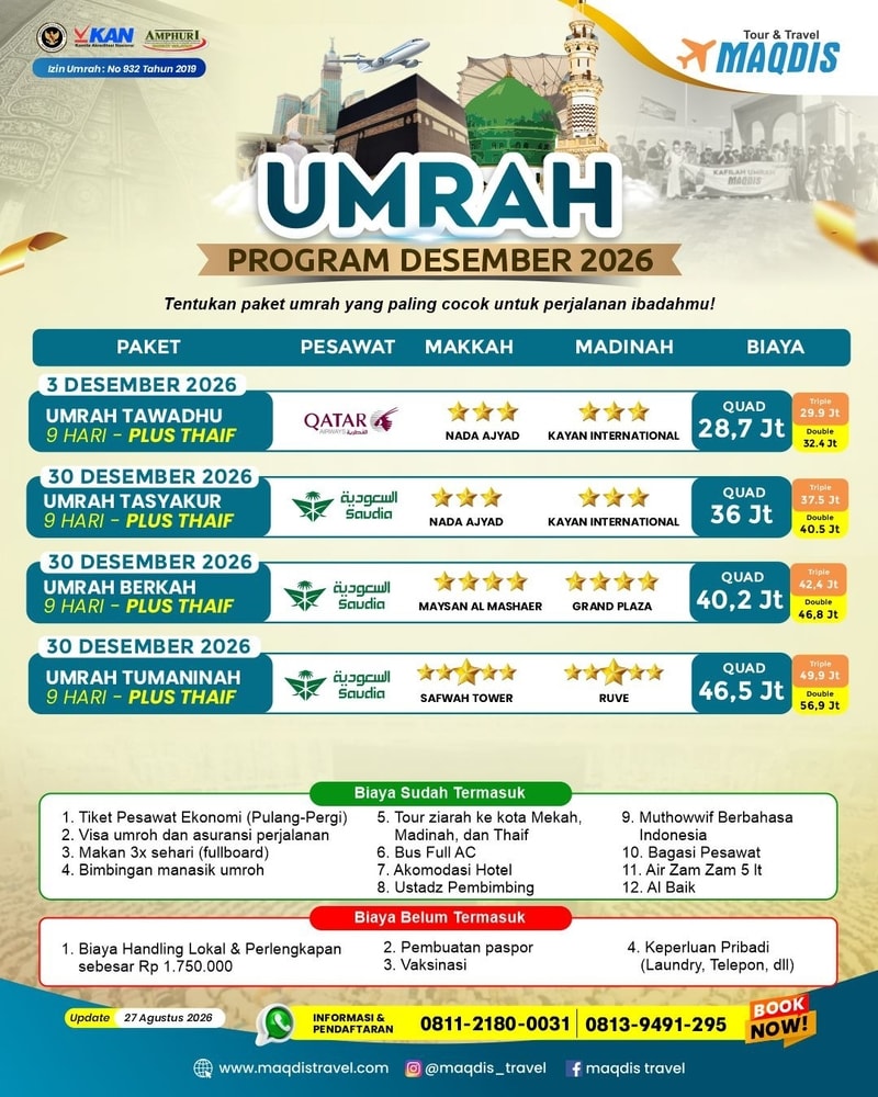 Paket Umroh Hotel Depan Kakbah