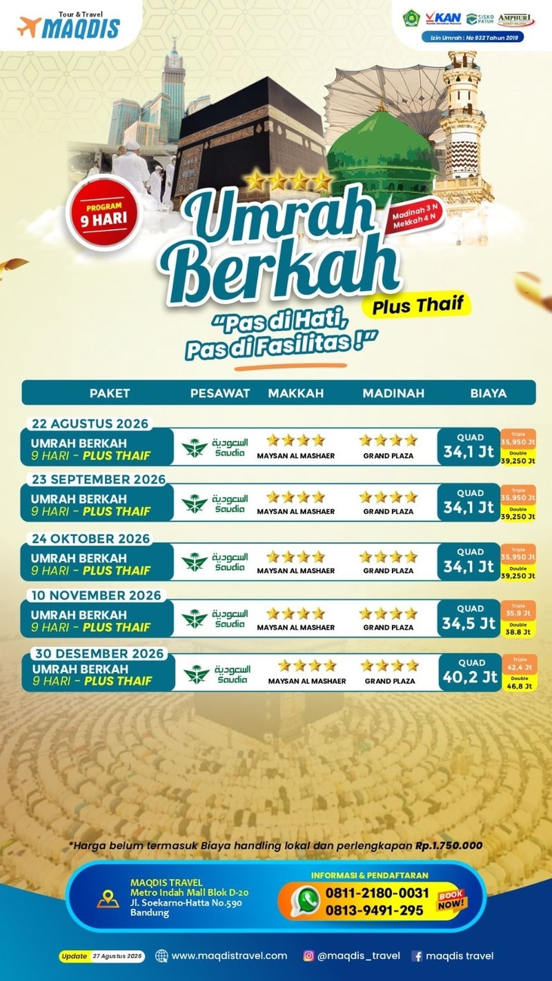 Paket Umroh Plus Thaif 2026