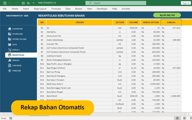 rekapitulasi rab proyek