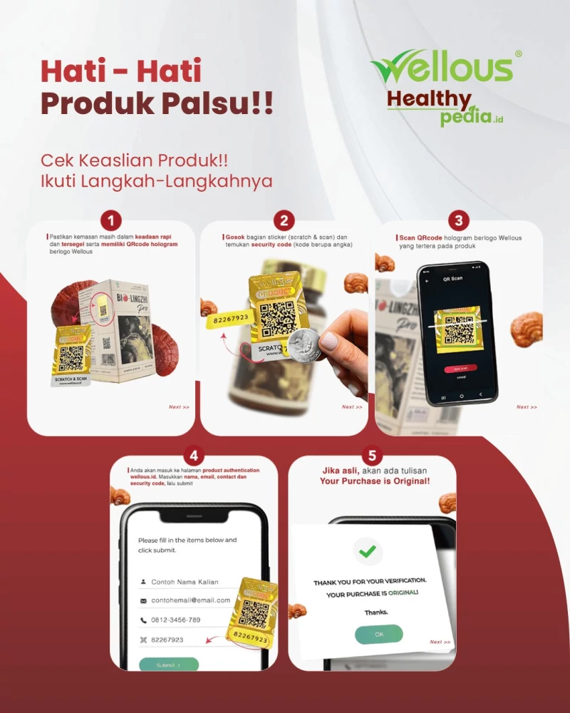 Contoh produk Wellous asli dan palsu