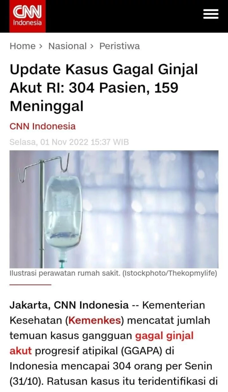 Berita lonjakan kasus gagal ginjal